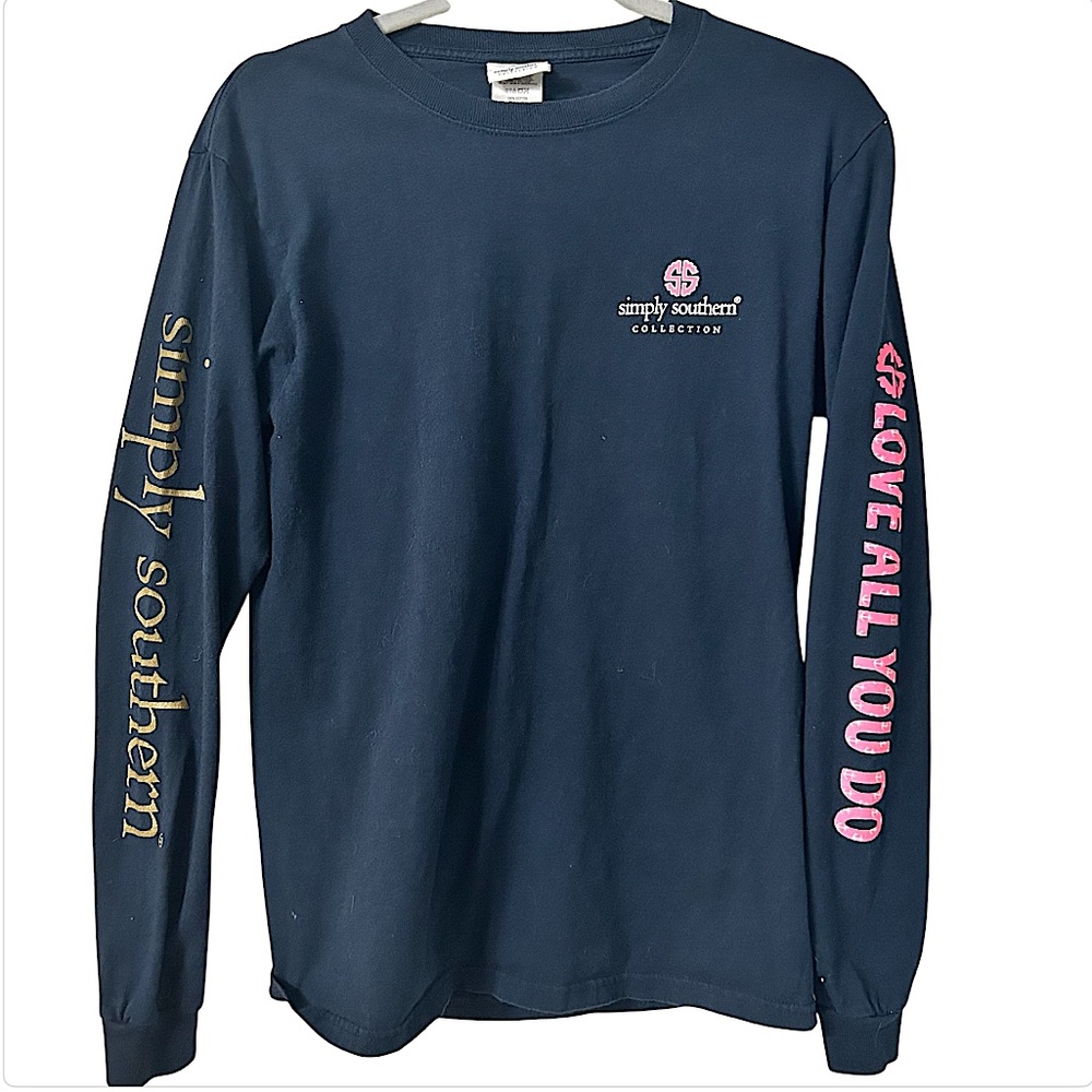 Simply Southern Navy Nautical Long Sleeve Shirt Women’s Size SMALL
